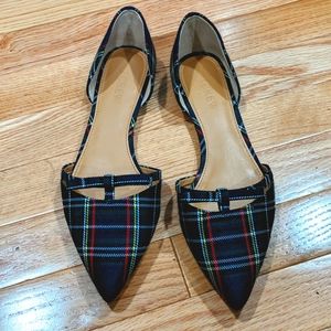 Tartan Plaid D'orsay Flat With Bow